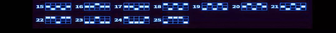 Agent Ace paylines 15 to 25 shown as patterns on a 5x3 grid